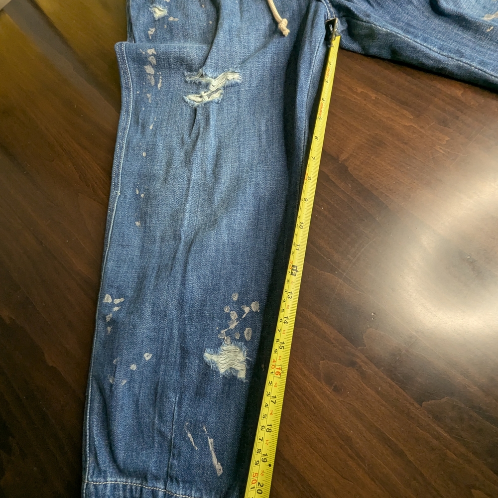 FREE PEOPLE Mixed Up Cotton Distressed Utility Jeans - Picture 13 of 15